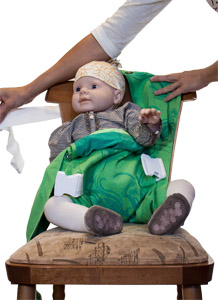 lift the carrier strap on the chair back and pass it cornerwise